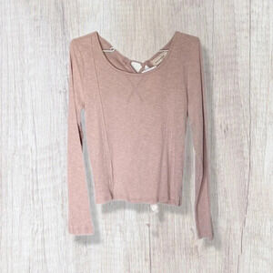 Time After Time Light Pink Tie in Back Cotton Blend Blouse Women’s Small